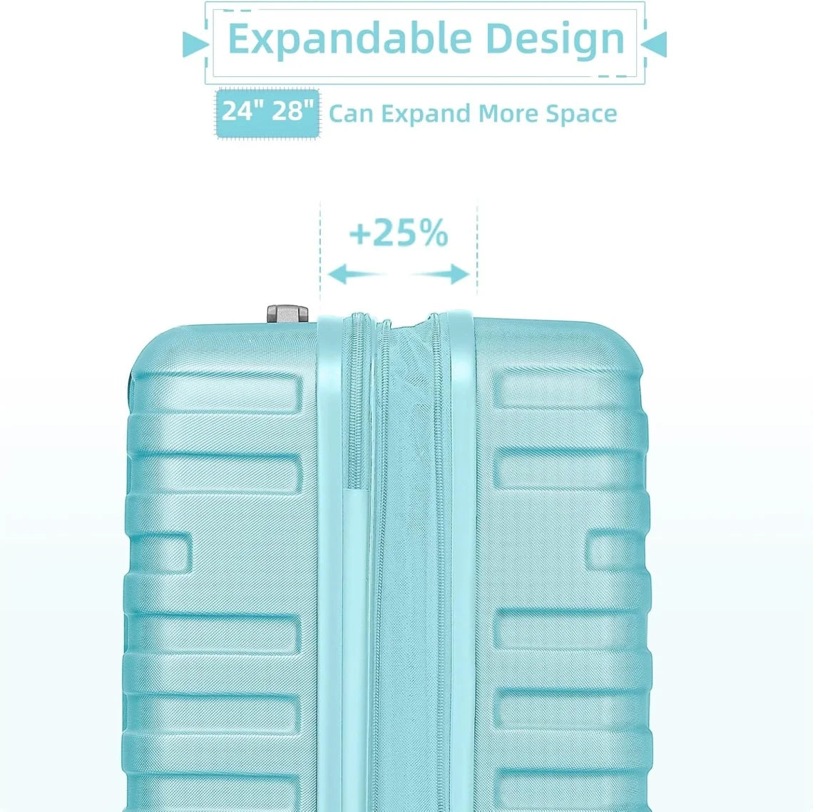 Nouveauté 2026 – Ensemble de 6 valises rigides comprenant des valises extensibles à roulettes pivotantes avec serrure TSA, 25 % de capacité supplémentaire, un sac de voyage et une trousse de toilette, valises en ABS crème