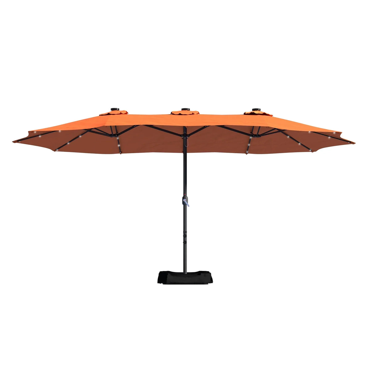 Nouveauté 2026 – Parasol rectangulaire Mondawe 4,57 m (15 pi) avec base et éclairage LED beige