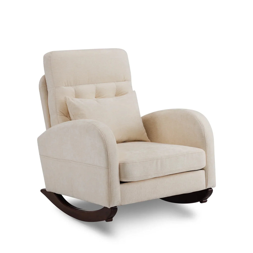 Nouveauté 2026 – Fauteuil à bascule Ktaxon , fauteuil de lecture inclinable, confortable, revêtu de velours peluche, canapé à bascule une place, beige, idéal pour le salon, la chambre d'enfant ou la chambre à coucher