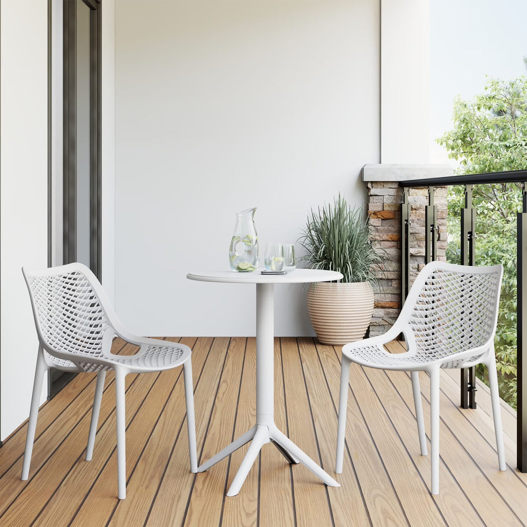 Nouveauté 2026 – Ensemble bistro de patio extérieur 3 pièces WestinTrends Playa en résine, vert olive, avec chaises d'appoint empilables