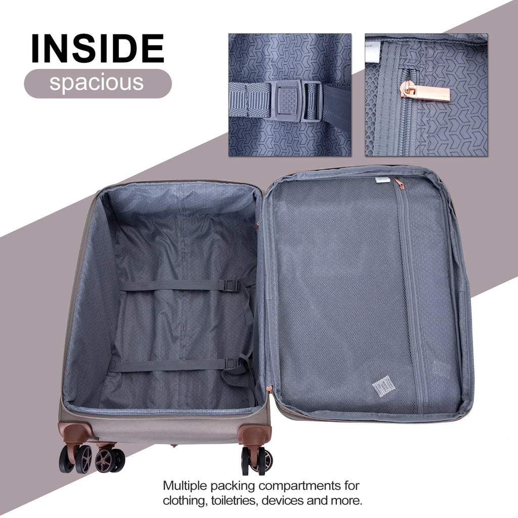 Nouveauté 2026 – Ensemble de 4 bagages Travelhouse : valise souple extensible et légère avec doubles roulettes multidirectionnelles (noir