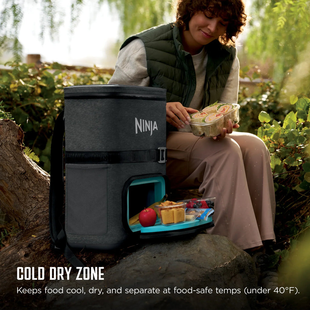 Nouveauté 2026 – Glacière souple Ninja Outdoor FrostVault Go 24 canettes avec zone froide et sèche, bleu bord de lac - FF124NV
