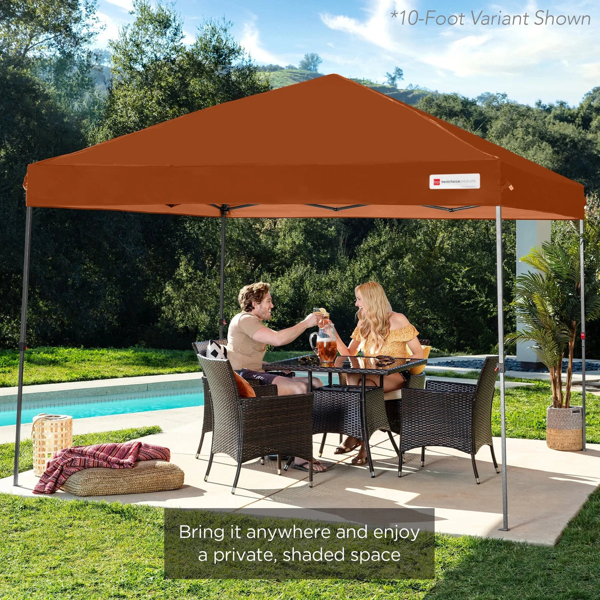Nouveauté 2026 – Best Choice Products 3,66 m x 3,66 m - Abri pliant facile à monter avec installation en un clic, sac à roulettes et 4 sacs de lestage - Bleu marine