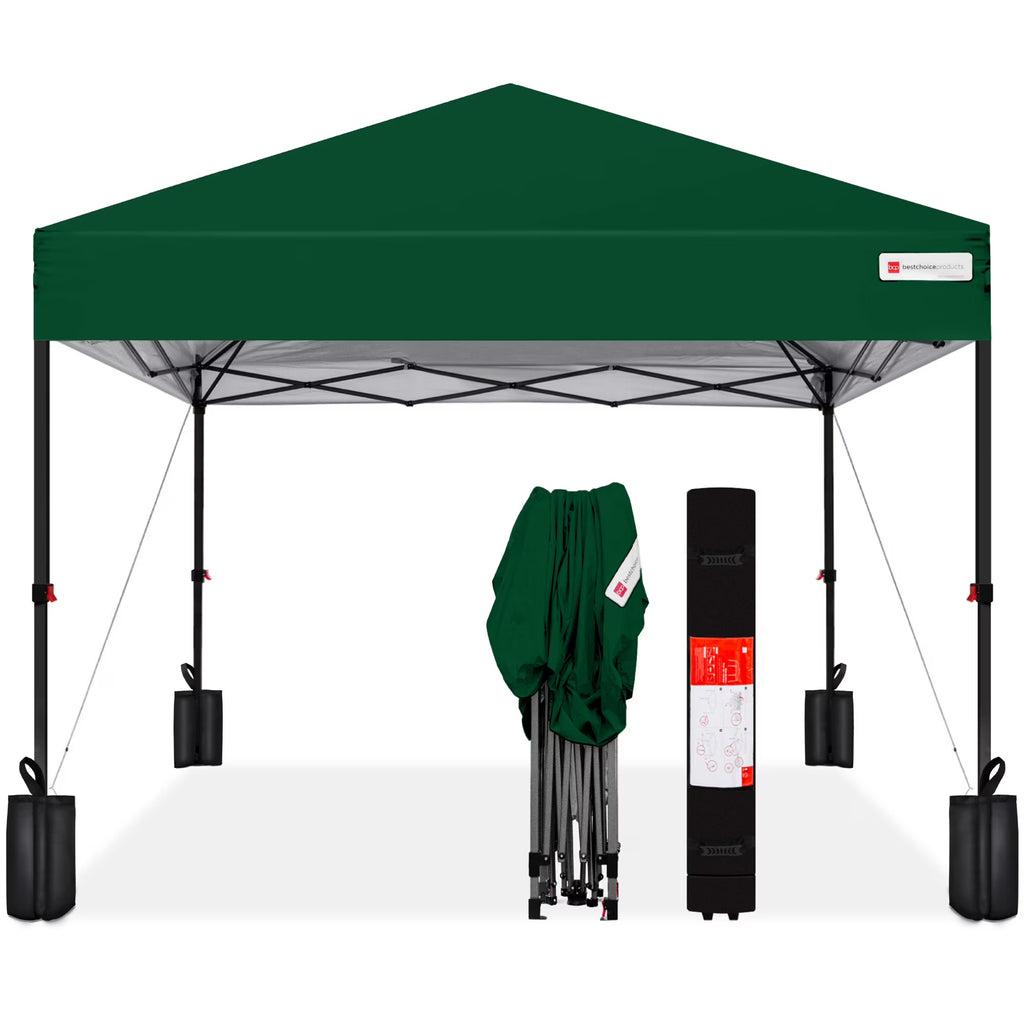 Nouveauté 2026 – Best Choice Products 3,66 m x 3,66 m - Abri pliant facile à monter avec installation en un clic, sac à roulettes et 4 sacs de lestage - Bleu marine
