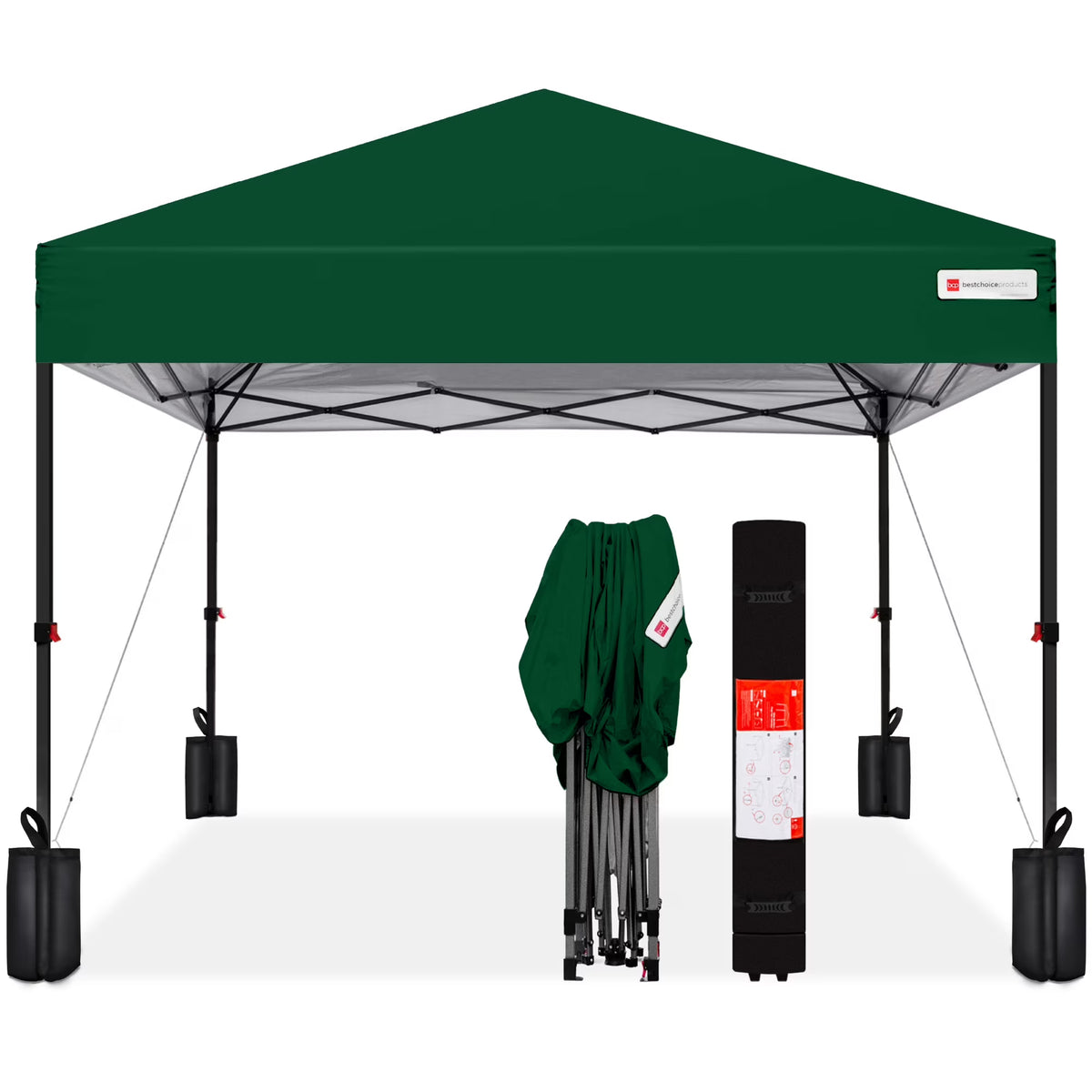 Nouveauté 2026 – Best Choice Products 3,66 m x 3,66 m - Abri pliant facile à monter avec installation en un clic, sac à roulettes et 4 sacs de lestage - Bleu marine