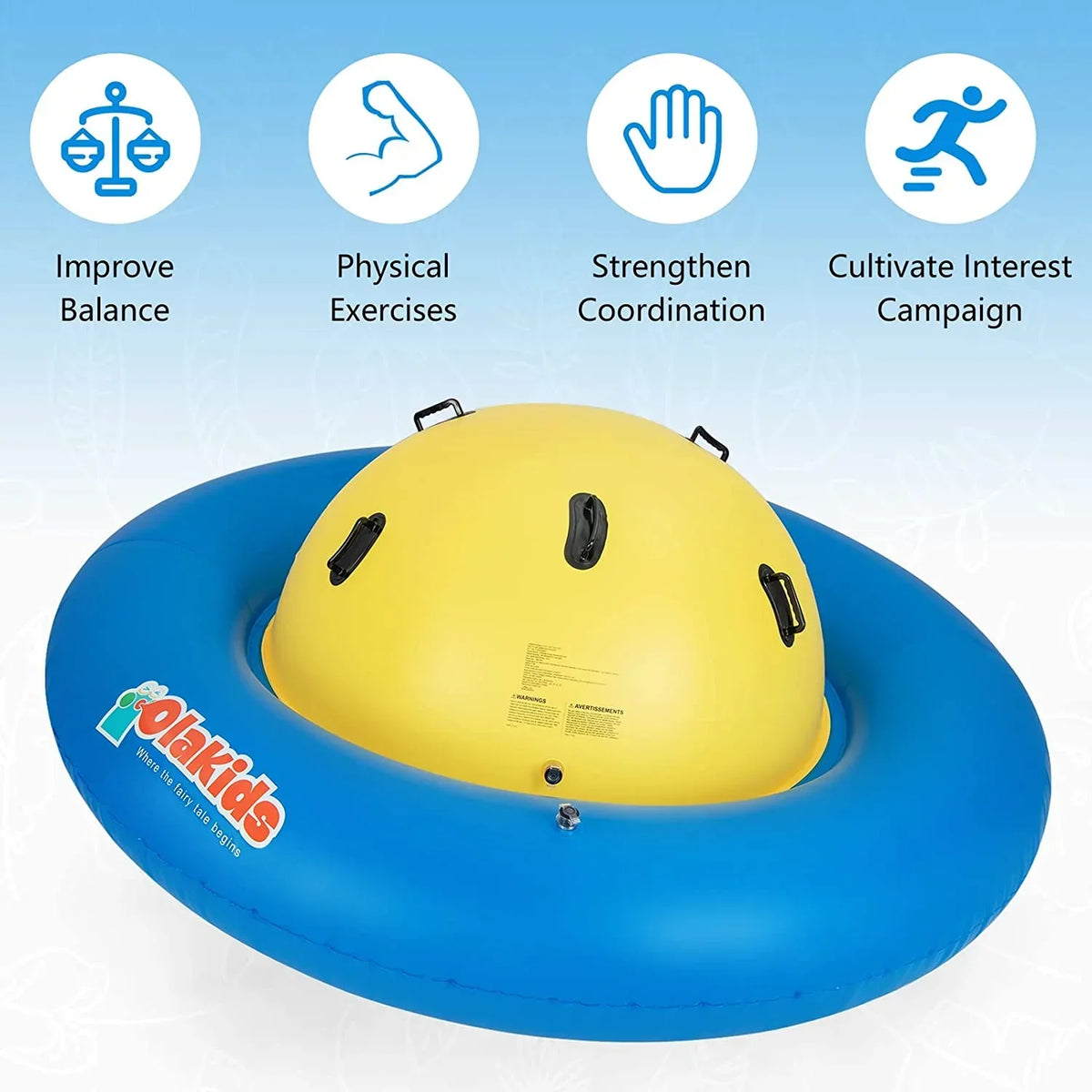 Nouveauté 2026 – Dôme gonflable à bascule OLAKIDS , 2,4 m (8 pi), balançoire géante d'extérieur pour enfants avec 6 poignées de sécurité, poids maximal 113 kg (250 lb), jouet d'escalade pour tout-petits, équipement de jeu pour jardin
