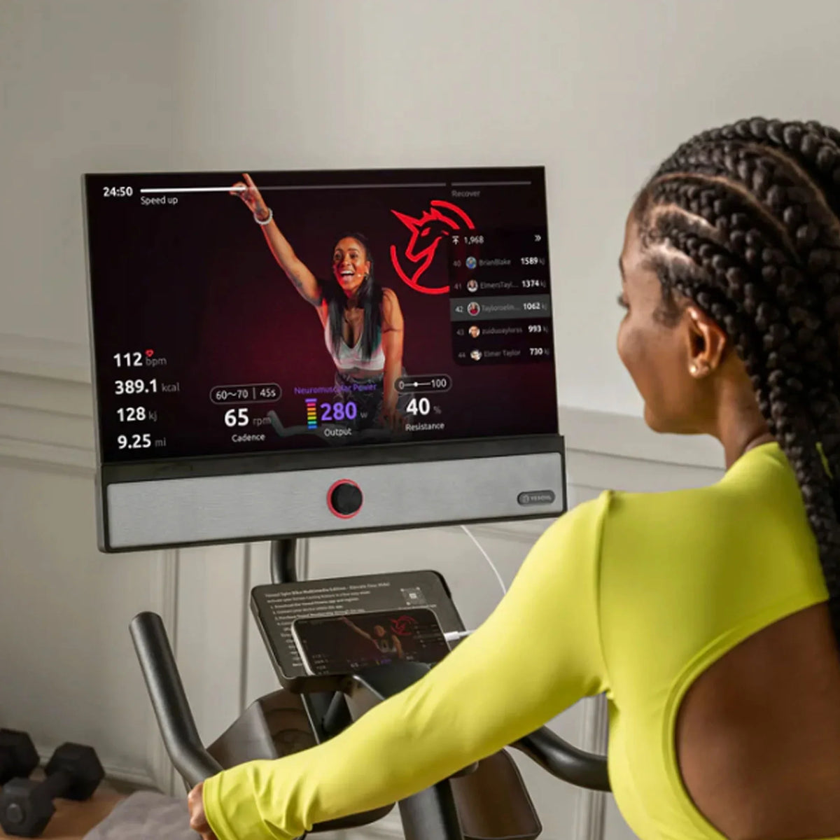 Nouveauté 2026 – Vélo d'exercice magnétique YESOUL G1 Plus avec écran HD rotatif de 21,5 pouces, 100 niveaux de résistance, transmission silencieuse, selle ventilée, pour le cyclisme en intérieur à domicile