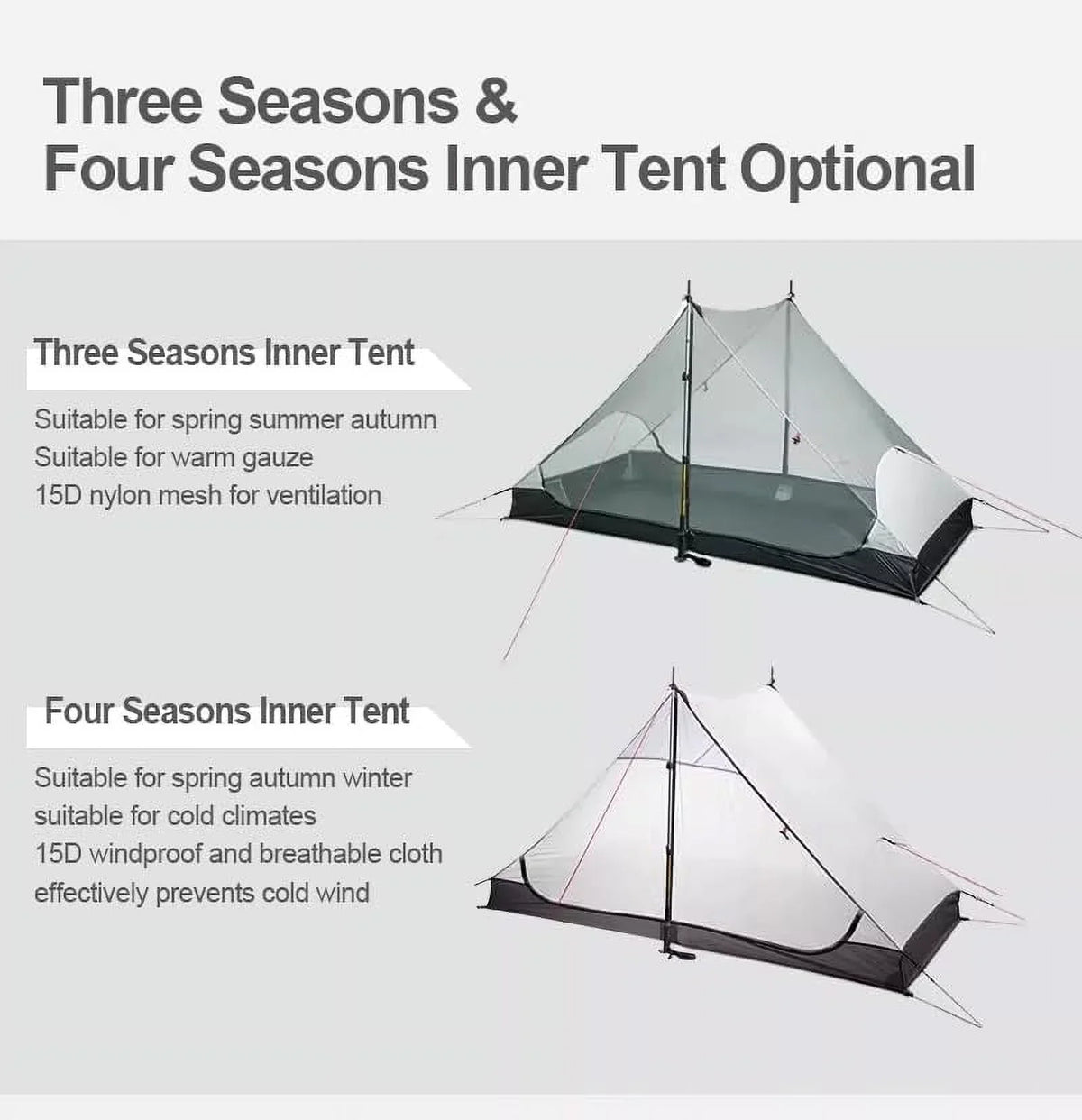 Nouveauté 2026 – Tente ultralégère 3F UL Gear Lanshan , imperméable, professionnelle, pour la randonnée, 2 personnes, camping, 4 saisons (kaki - 2 personnes, 4 saisons