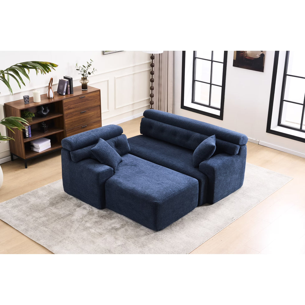 Nouveauté 2026 – Canapé 4 Compression , bleu antique - Décoration intérieure avec assise plus large et profonde et dossier surélevé pour un confort chic et relaxant