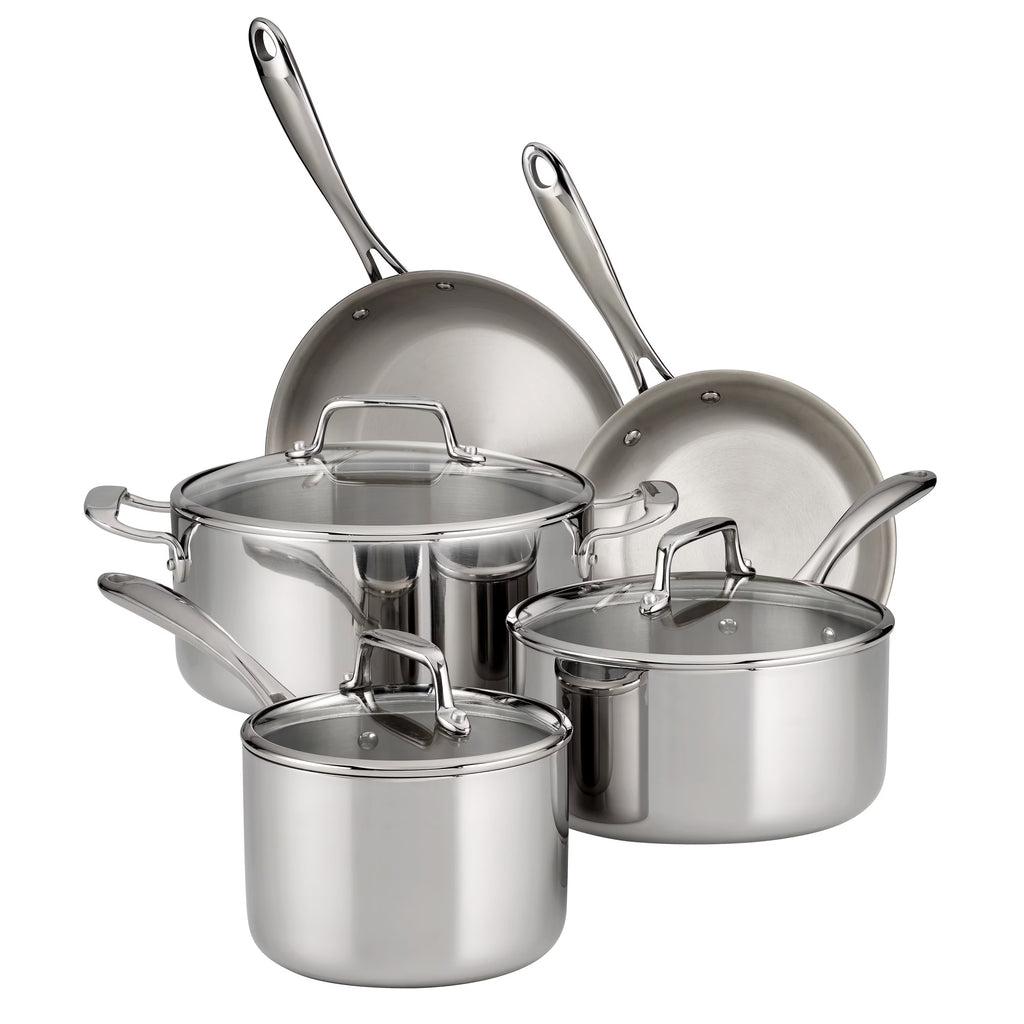 Nouveauté 2026 – Ensemble de 14 pièces de batterie de cuisine Tramontina en acier inoxydable triple couche avec couvercles en verre