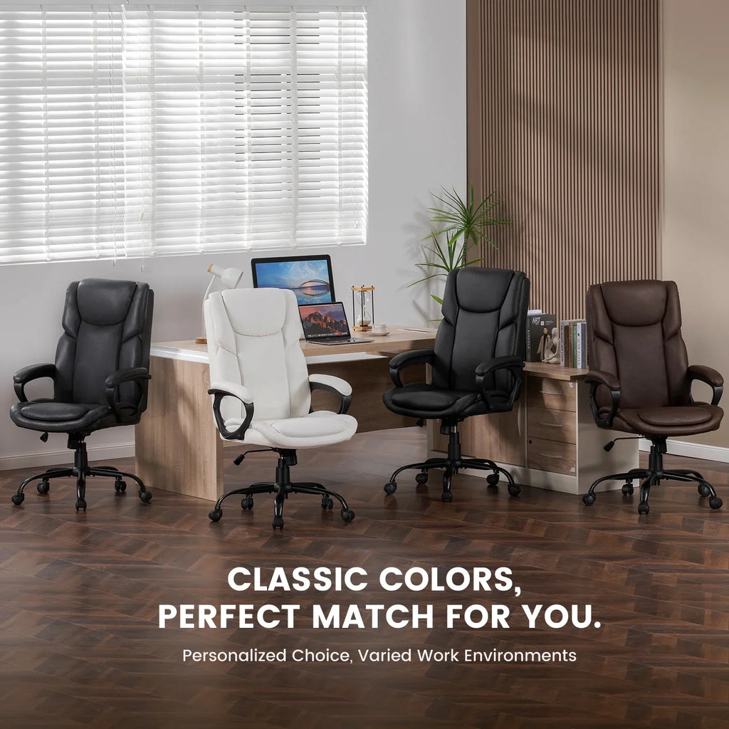 Nouveauté 2026 – Fauteuil de bureau ergonomique Mainstays Executive à dossier haut en cuir noir