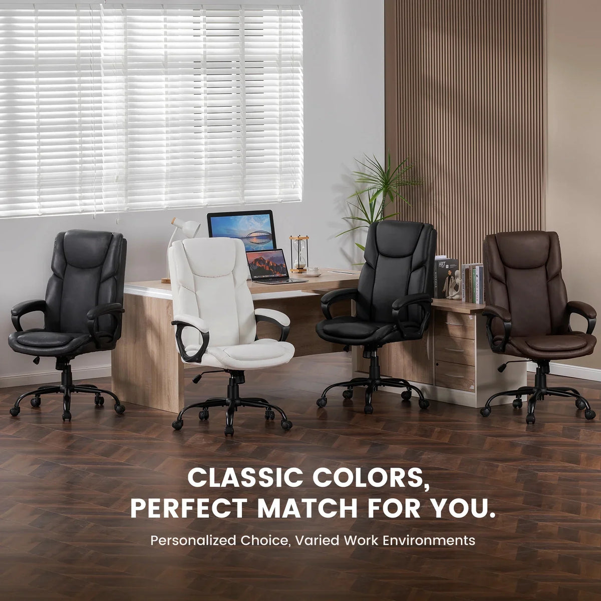 Nouveauté 2026 – Fauteuil de bureau ergonomique Mainstays Executive à dossier haut en cuir noir