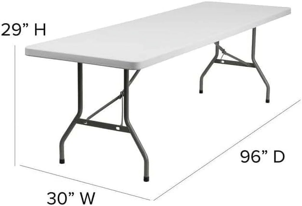 Nouveauté 2026 – Table pliante portable de 2,4 m (8 pi) en plastique blanc, idéale pour l'intérieur et l'extérieur, parfaite pour les fêtes, les pique-niques et le camping. Disponible en 4,2 m (4 pi), 1,8 m (6 pi) et 2,4 m (8 pi