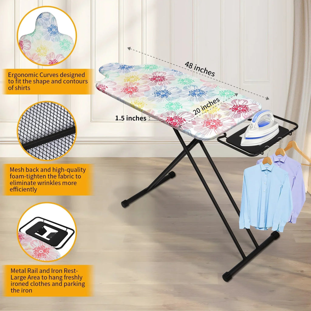 Nouveauté 2026 – Planche à repasser extra large KDJ HOME Slieton avec barre de suspension, 51 cm de large (20 pouces