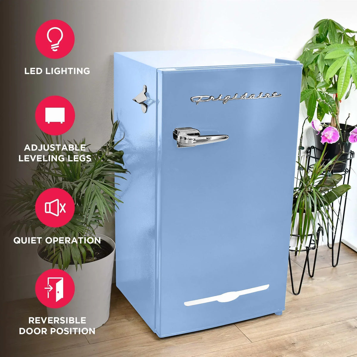 Nouveauté 2026 – Réfrigérateur de bar rétro Frigidaire EFR376-C-PINK 3,2 pi³ (rose), 65 watts, avec ouvre-bouteille latéral