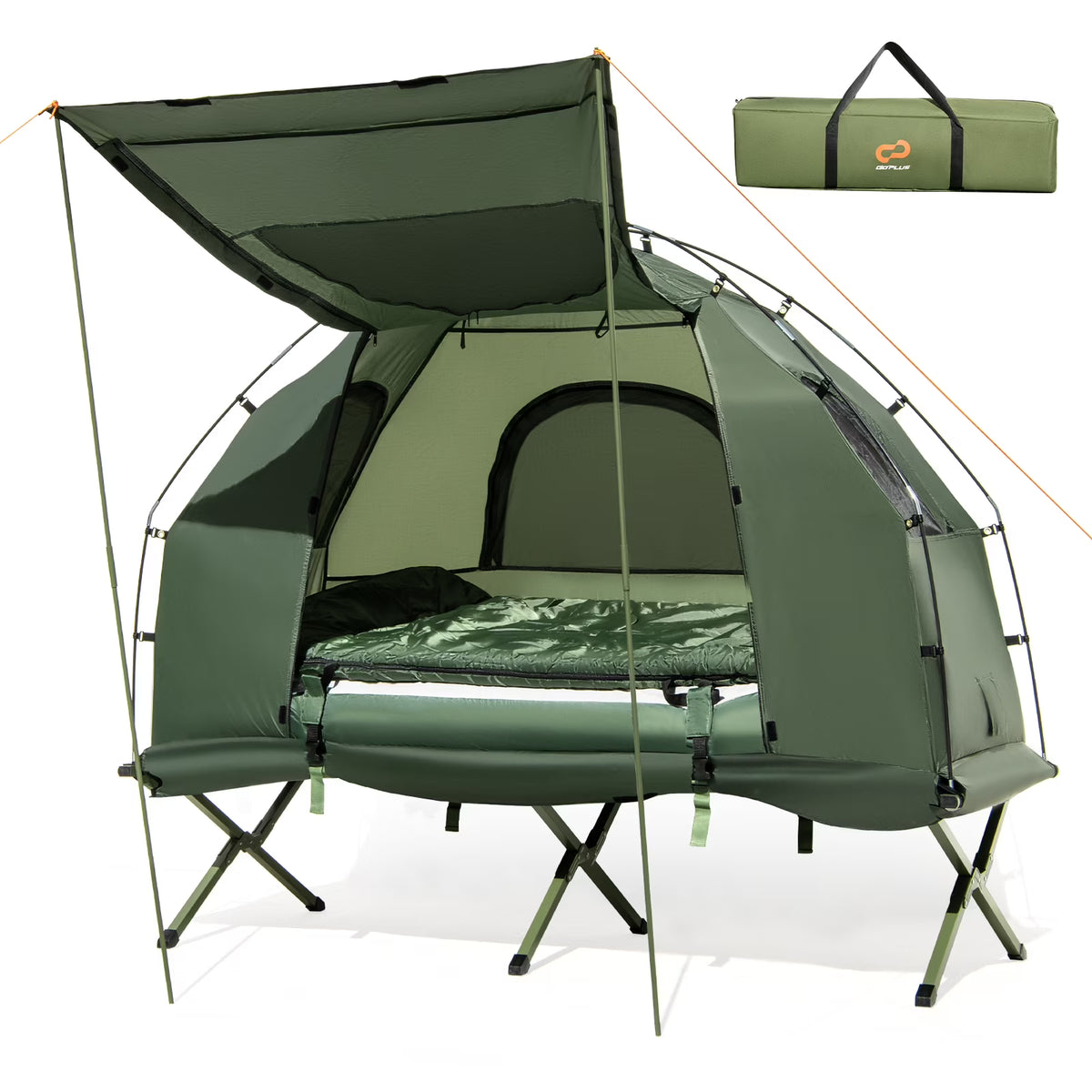 Nouveauté 2026 – Lit de camp gonflable Goplus 1 personne imperméable avec matelas gonflable, oreiller et sac de couchage