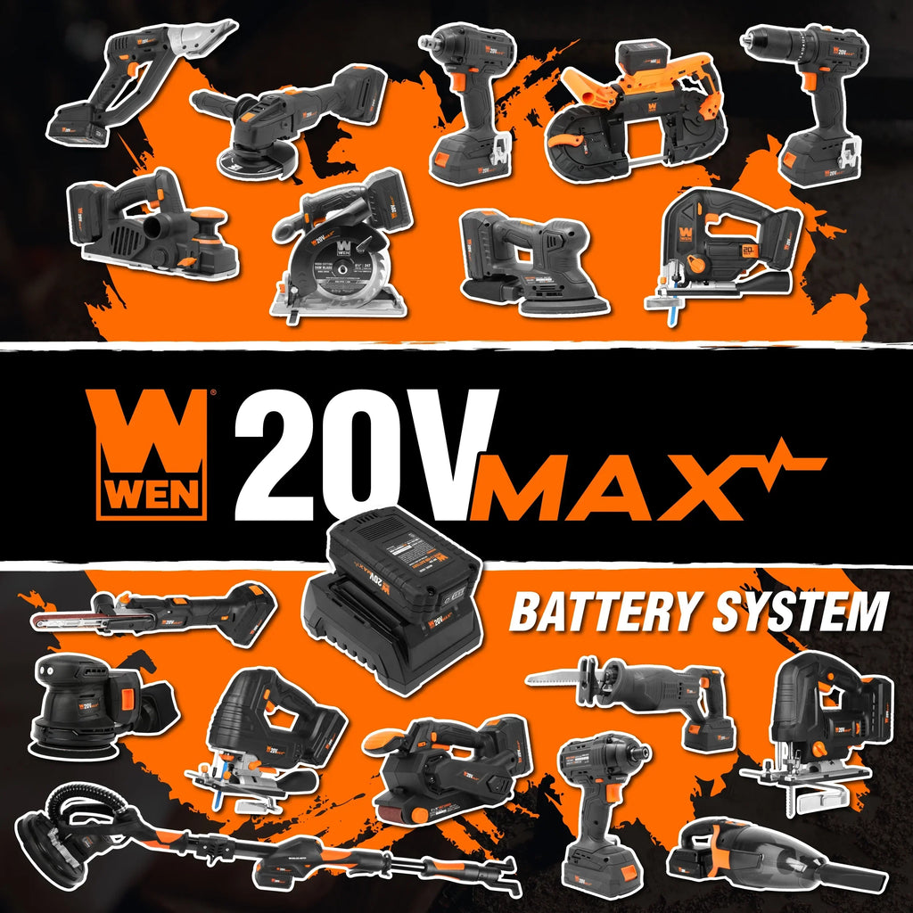 Nouveauté 2026 – Scie circulaire miniature sans fil WEN 20V Max 4-1/2 pouces avec batterie 2,0 Ah et chargeur