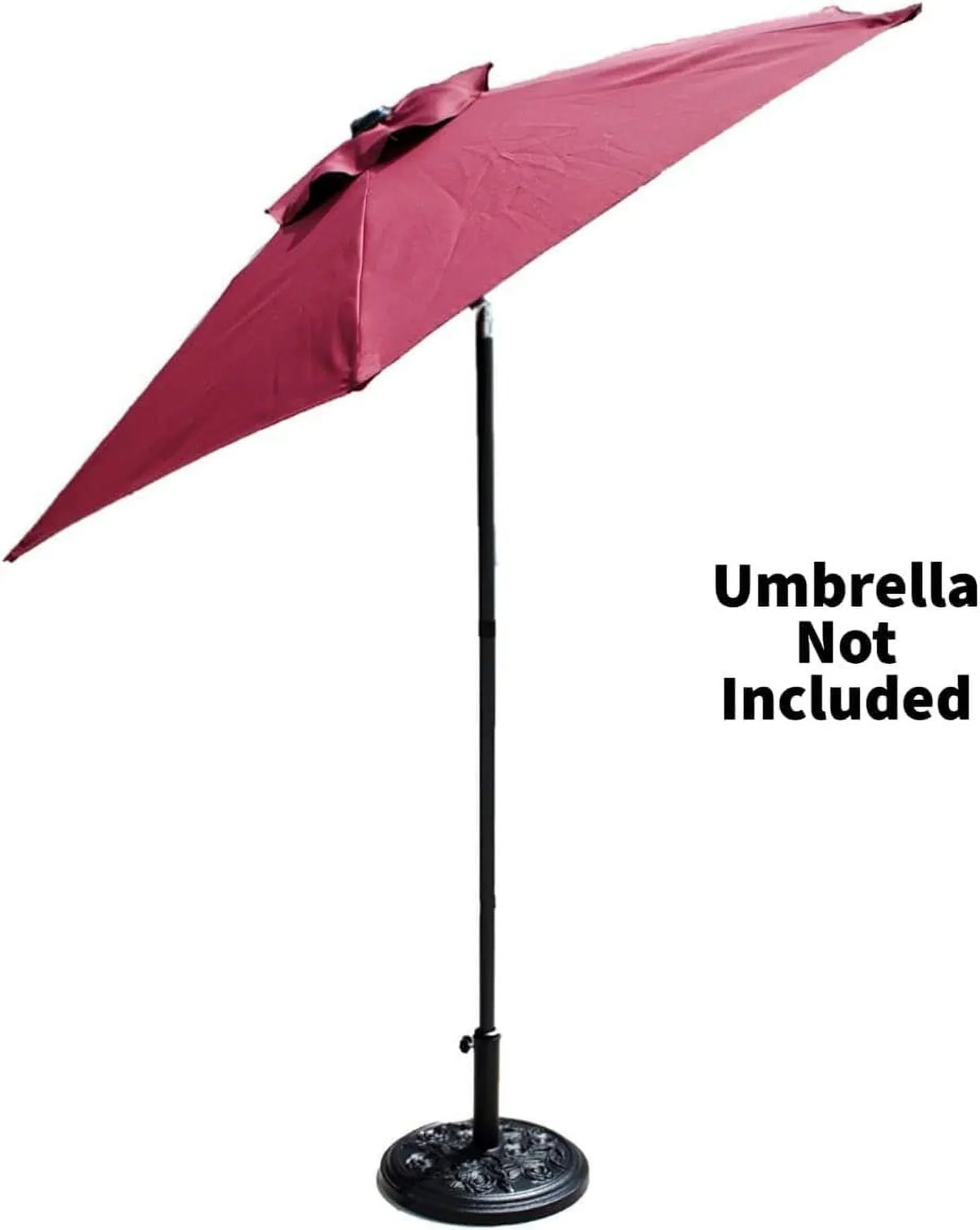 Nouveauté 2026 – Pied de parasol rond robuste S4O pour terrasse et piscine, avec motif rose noire