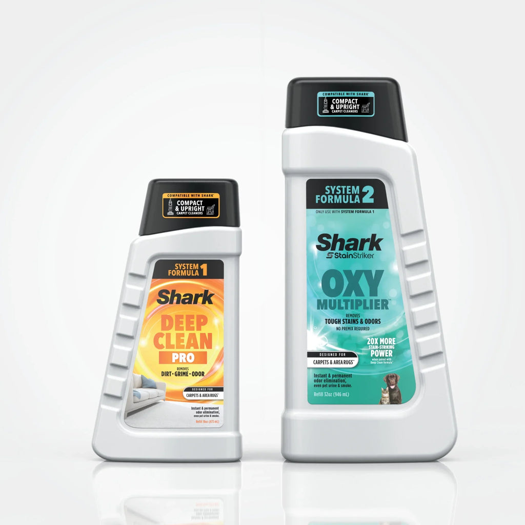 Nouveauté 2026 – Nettoyant pour tapis et tissus d'ameublement Shark StainStriker , portable avec 2 accessoires, 177 ml de formule Deep Clean Pro et 355 ml de formule OXY Multiplier, PX200 bleu marine/blanc