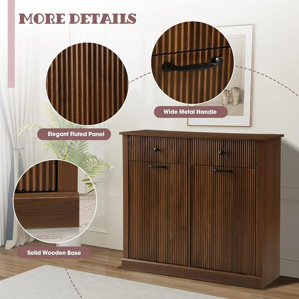 Nouveauté 2026 – Armoire à linge double basculante Haverchair , meuble poubelle moderne cannelé avec tiroir, meuble poubelle dissimulé en bois pour cuisine et salle de bain
