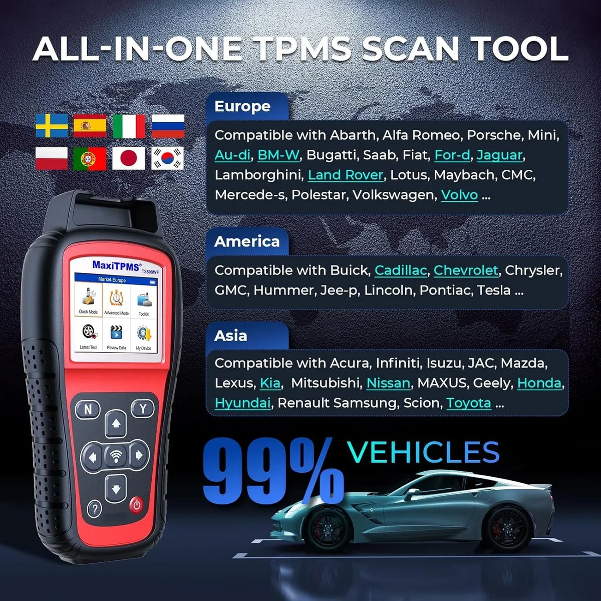 Nouveauté 2026 – Outil TPMS MaxiTPMS TS508WF , version Wi-Fi améliorée (2025) des modèles TS508, TS501 PRO, TS408S et TS601, outil de programmation TPMS MX-Sensor, outil de diagnostic/réinitialisation et de réapprentissage TPMS, lecture/effacement de