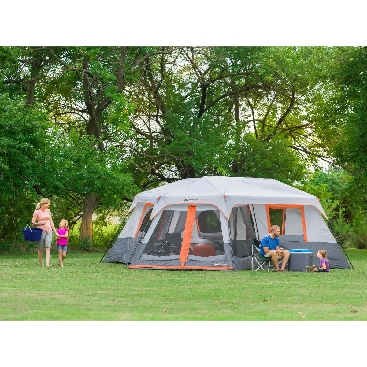 Nouveauté 2026 – Tente cabine instantanée Ozark Trail , 6,10 m x 5,49 m, 12 personnes, 3 pièces, avec moustiquaire, 25,6 kg
