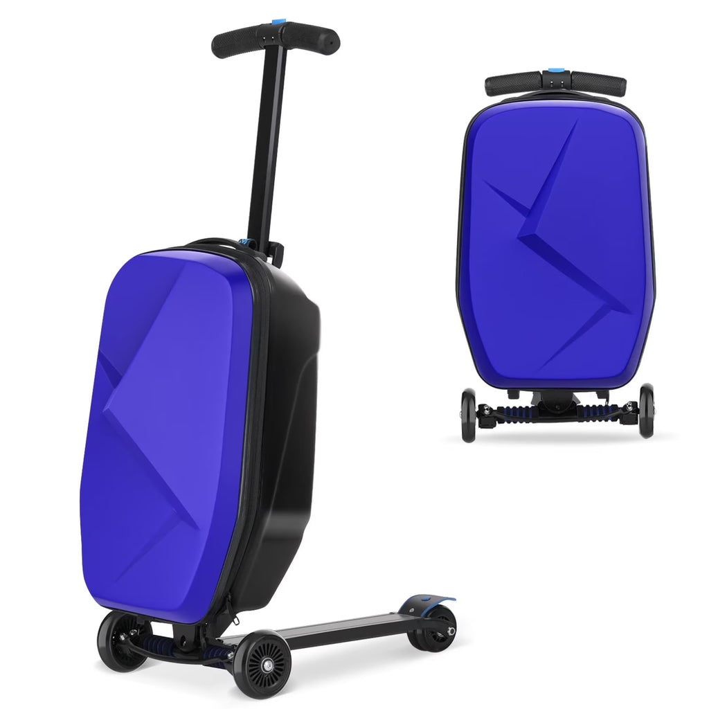 Nouveauté 2026 – Valise-trottinette Advwin pour enfants et adultes, valise rigide à roulettes pour enfants de 4 à 15 ans, multifonctionnelle, légère et pliable, avec roulettes, rose