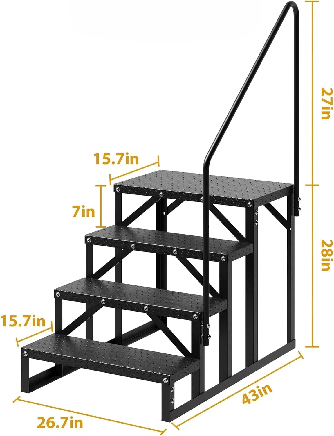 Nouveauté 2026 – Marchepieds antidérapants Garvee 3 marches pour VR, , 68 cm x 122 cm, acier allié