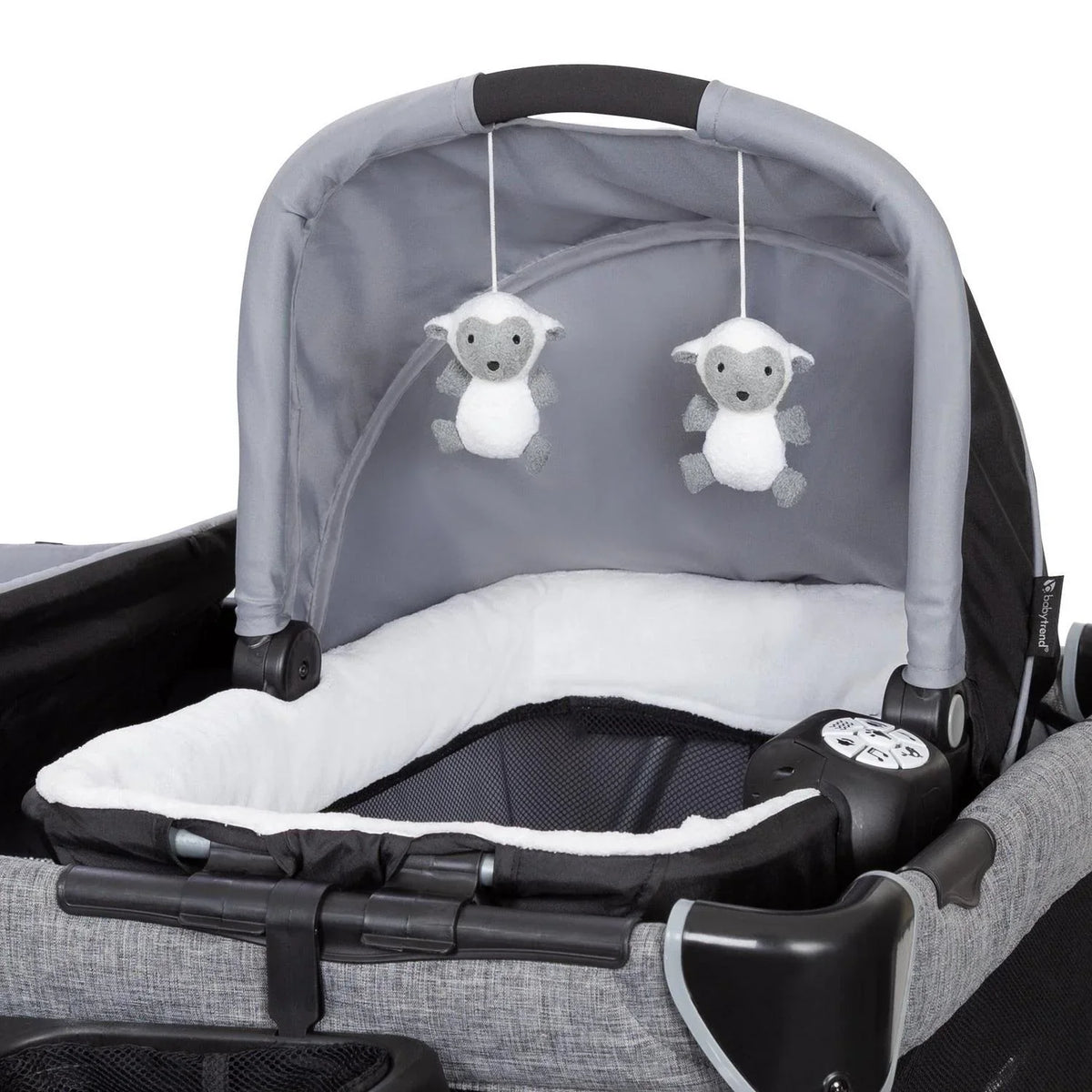 Nouveauté 2026 – Parc pour bébé Simply Smart Nursery Center de Baby Trend avec berceau et sac de transport - Gris murmure