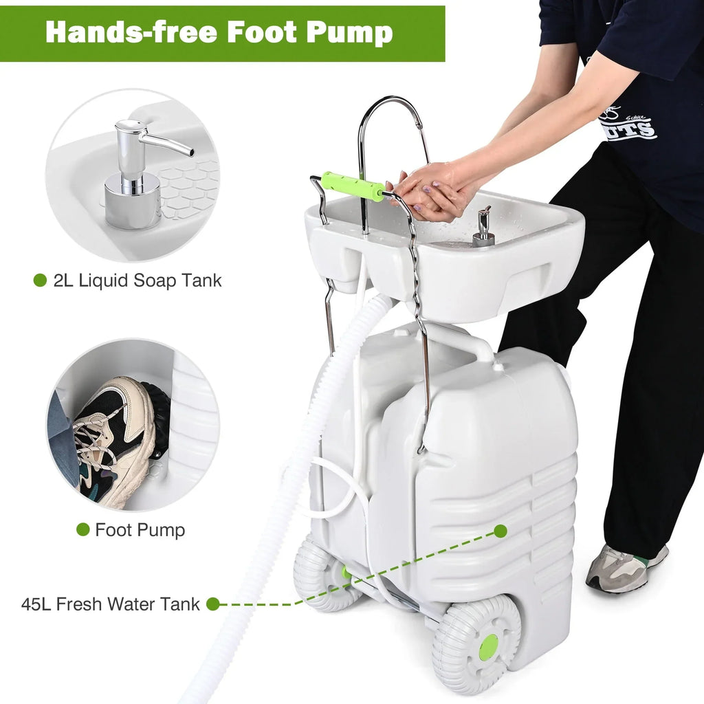 Nouveauté 2026 – Station de lavage des mains portable , lavabo sur pied, 45 L (12 gallons), pour camping et jardin