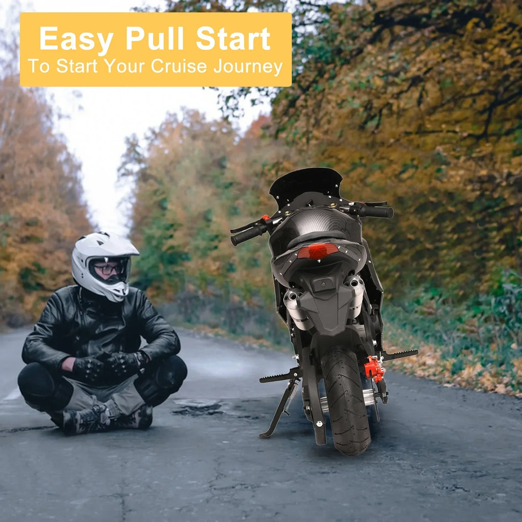 Nouveauté 2026 – Mini moto à essence AQQW 49cc pour adultes et enfants, moteur 4 temps, jouet électrique, charge maximale 200 kg, cadeau idéal pour les enfants