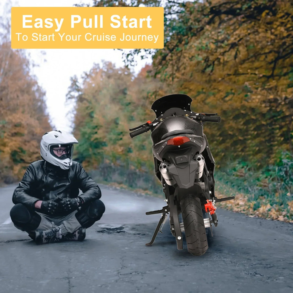 Nouveauté 2026 – Mini moto à essence AQQW 49cc pour adultes et enfants, moteur 4 temps, jouet électrique, charge maximale 200 kg, cadeau idéal pour les enfants