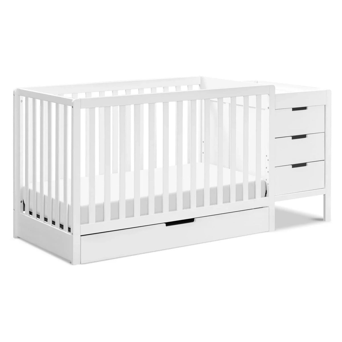 Nouveauté 2026 – Lit bébé convertible 4 en 1 avec table à langer intégrée Carter-s by DaVinci Colby, blanc