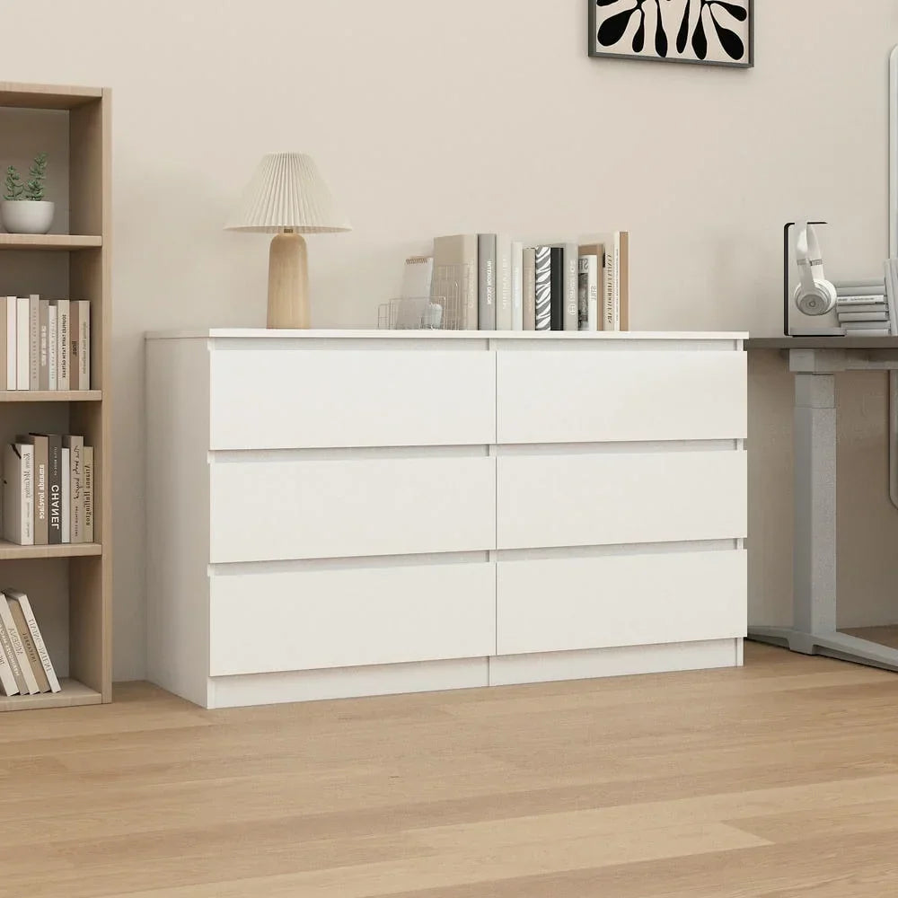 Nouveauté 2026 – Commode moderne Kadyn à 6 tiroirs, meuble en bois, commode pour chambre, meuble de rangement de cuisine avec tiroirs, commode (noire