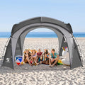 Nouveauté 2026 – Tente de plage UNP Easy Beach , 3,65 m x 3,65 m, pliable, protection UPF50+, avec parois latérales, piquets de sol et barres de stabilité. Abri solaire résistant à la pluie et à l'eau, idéal pour le camping, les jeux dans le jardin,