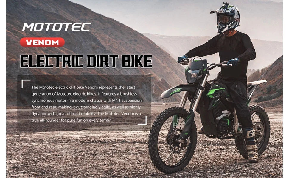 Nouveauté 2026 – Motocross électrique MotoTec Venom 72 V 12 000 W blanche