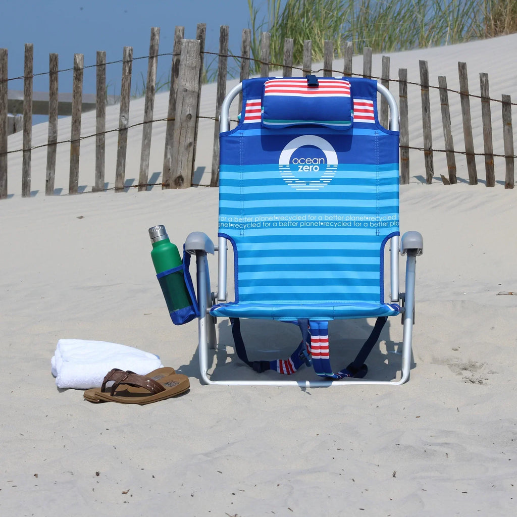 Nouveauté 2026 – Lot de 2) Sac à dos/chaise Ocean Zero Deluxe rayé