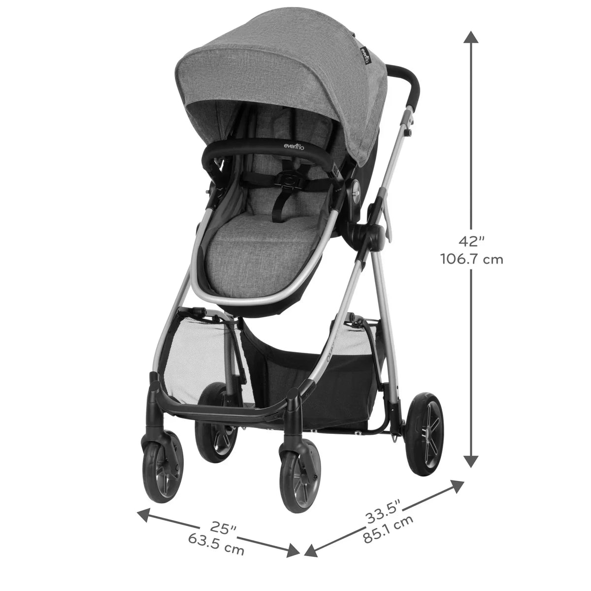 Nouveauté 2026 – Système de voyage modulaire Evenflo Omni Plus avec siège auto pour bébé LiteMax Sport, gris Mylar, unisexe