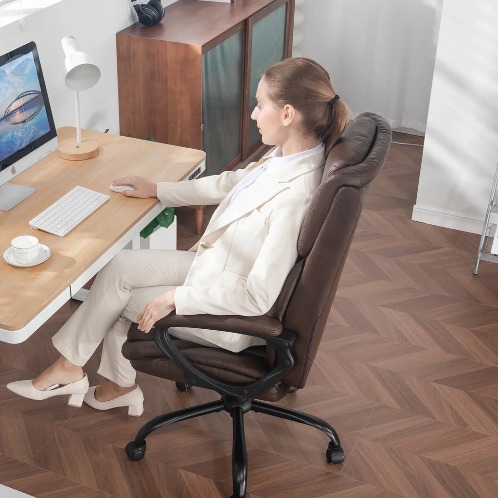 Nouveauté 2026 – Fauteuil de bureau ergonomique Mainstays Executive à dossier haut en cuir noir
