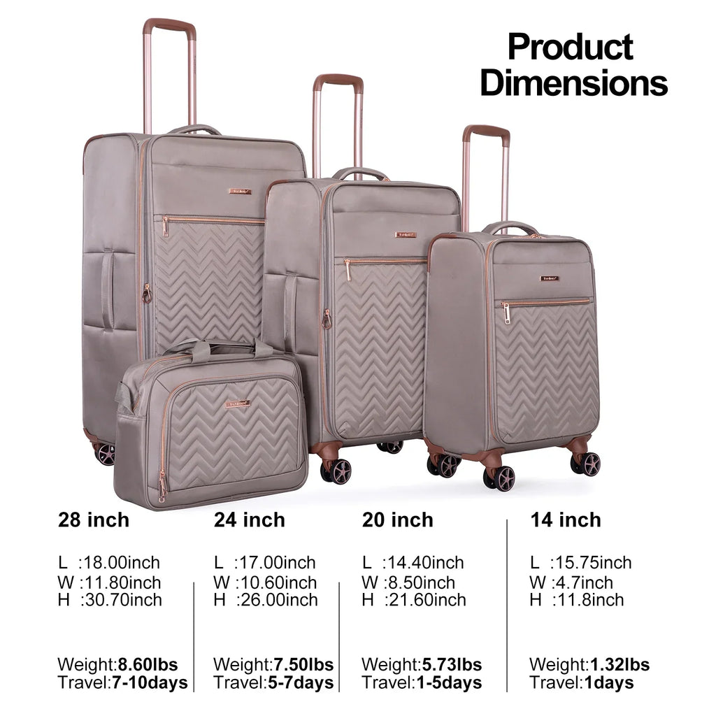 Nouveauté 2026 – Ensemble de 4 bagages Travelhouse : valise souple extensible et légère avec doubles roulettes multidirectionnelles (noir