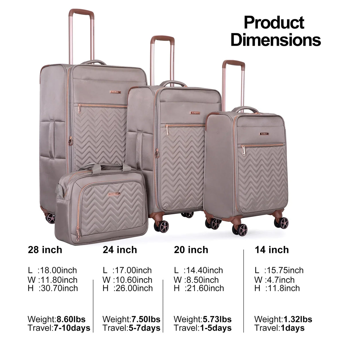 Nouveauté 2026 – Ensemble de 4 bagages Travelhouse : valise souple extensible et légère avec doubles roulettes multidirectionnelles (noir