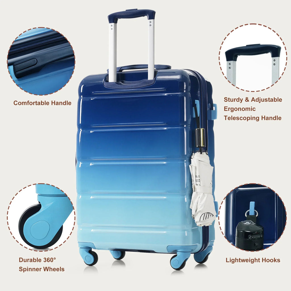 Nouveauté 2026 – Ensemble de 3 valises PAPROOS (51/61/71 cm), valise rigide légère avec port USB et crochets latéraux, bagage de voyage avec serrure TSA, valise à roulettes rigide pour l'école et les voyages, rose