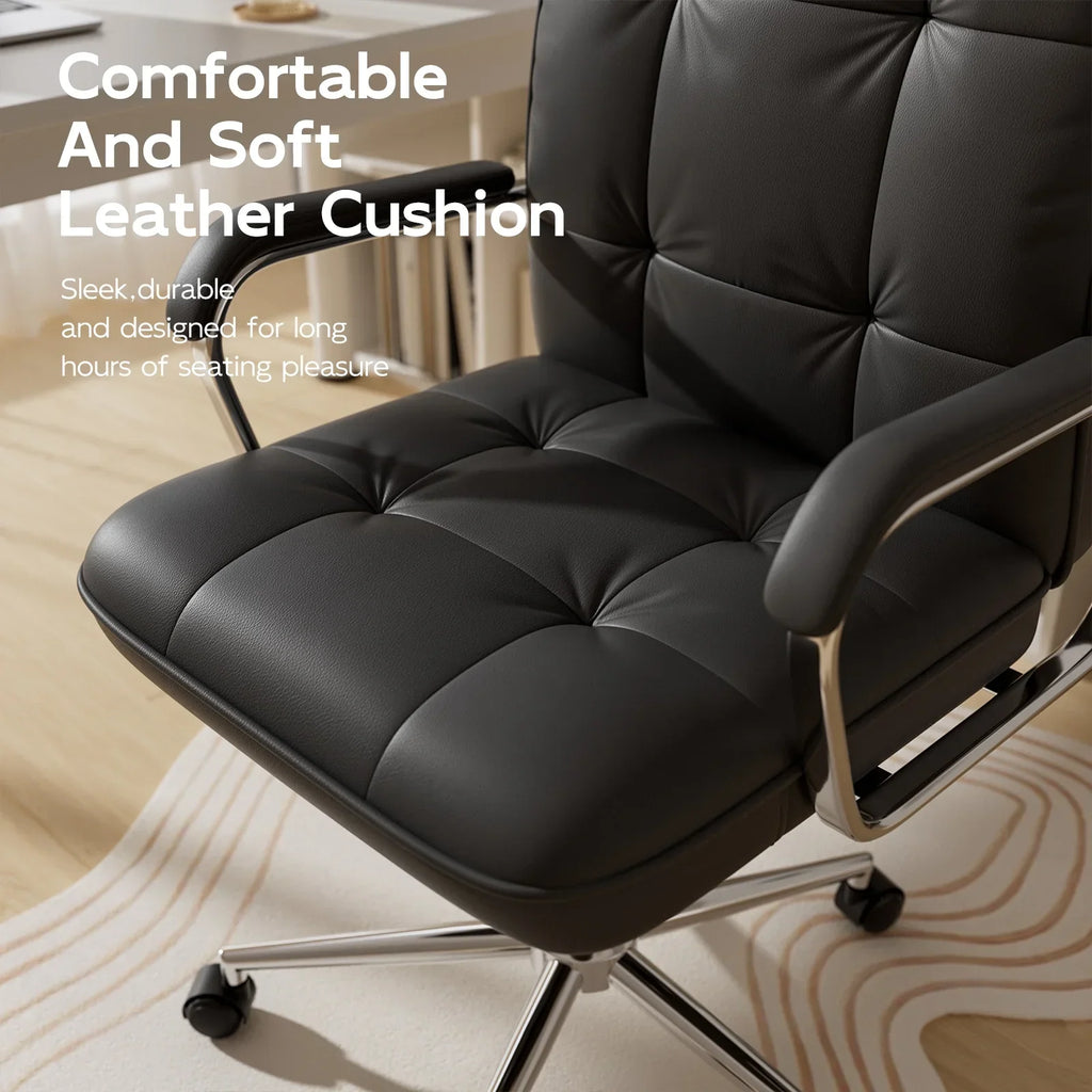 Nouveauté 2026 – Fauteuil de bureau Solfway blanc , fauteuil de bureau pivotant en cuir avec roulettes et accoudoirs rembourrés, fauteuil de direction pour adultes