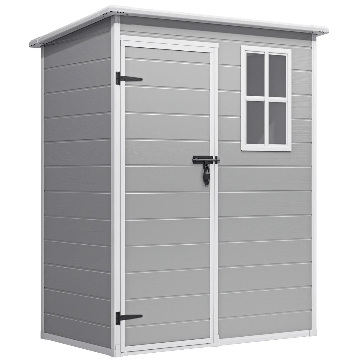 Nouveauté 2026 – Abri de jardin , 1,5 m x 0,9 m, armoire de rangement extérieure Lofka en résine avec double porte verrouillable, abri à outils étanche, gris