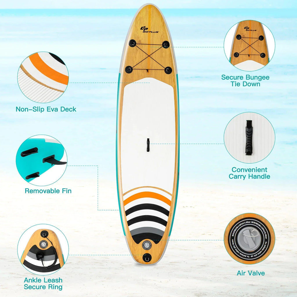 Nouveauté 2026 – Planche de paddle gonflable Goplus 11' (3,35 m) avec sac et pompe en aluminium