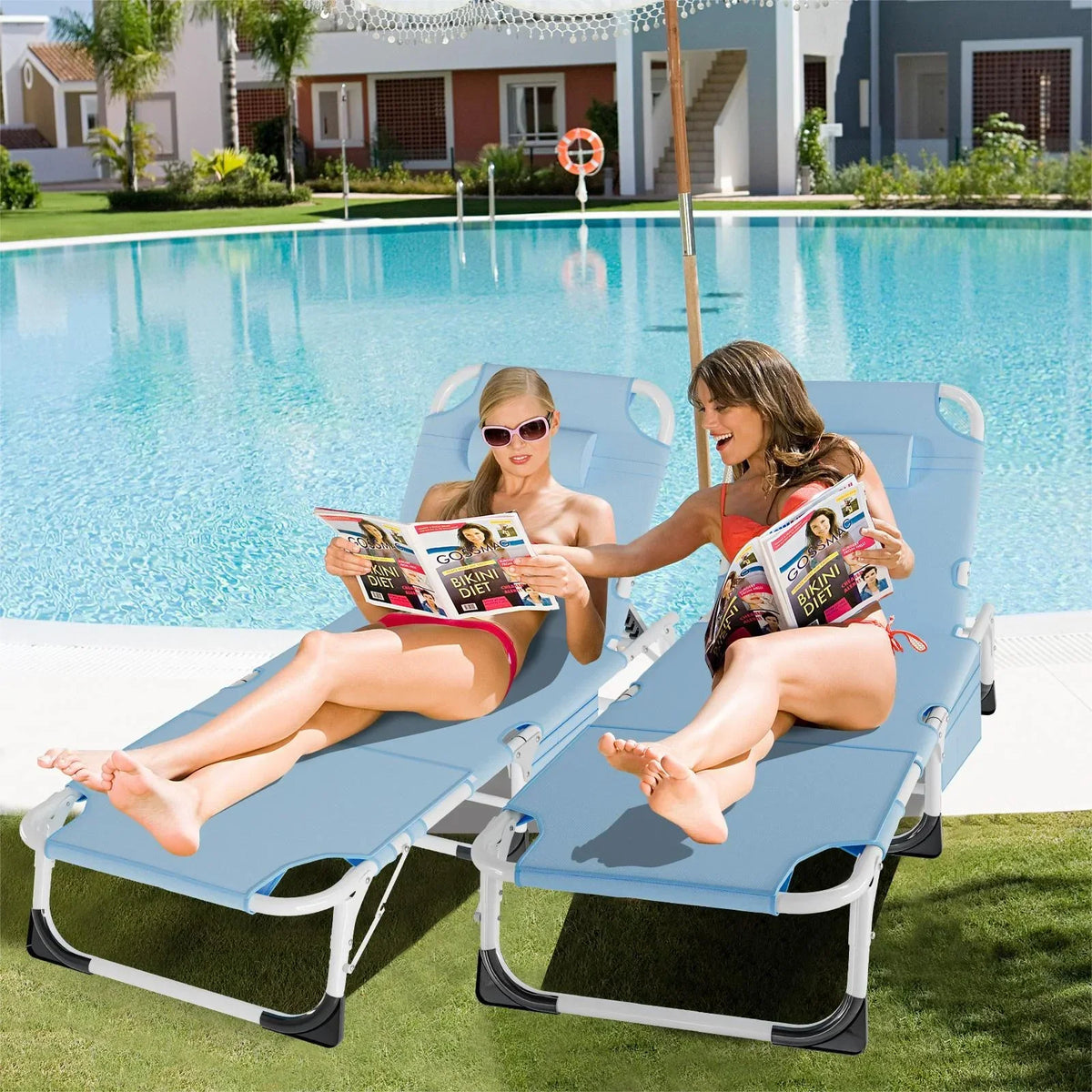Nouveauté 2026 – Chaise longue MOPHOTO avec matelas, supportant jusqu'à 200 kg, lit de camp portable et robuste, réglable, idéal pour le camping, la piscine, la plage et la terrasse