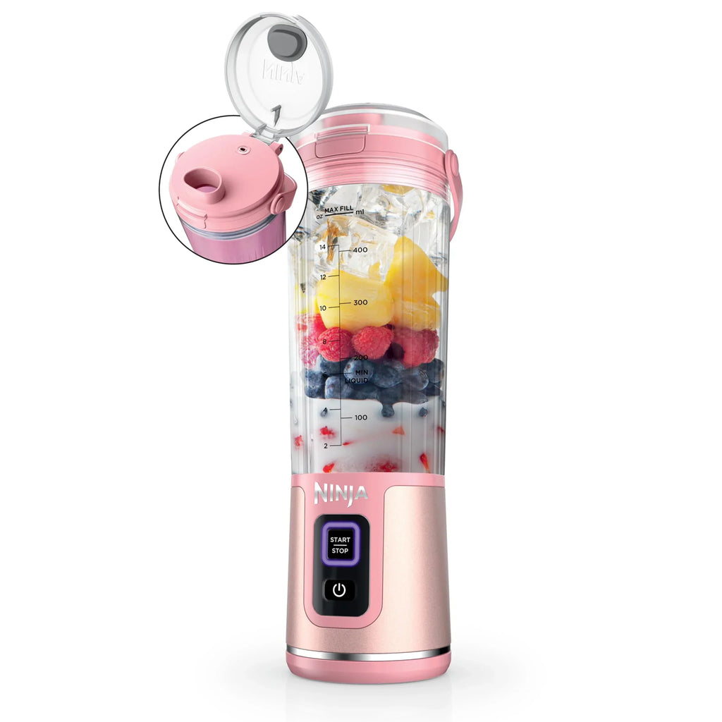 Nouveauté 2026 – Blender portable Ninja Blast , sans fil, bol de 532 ml (18 oz), blender individuel pour milkshakes et smoothies, sans BPA, couvercle étanche et bec verseur, rechargeable par USB-C, pièces compatibles lave-vaisselle, violet métallisé