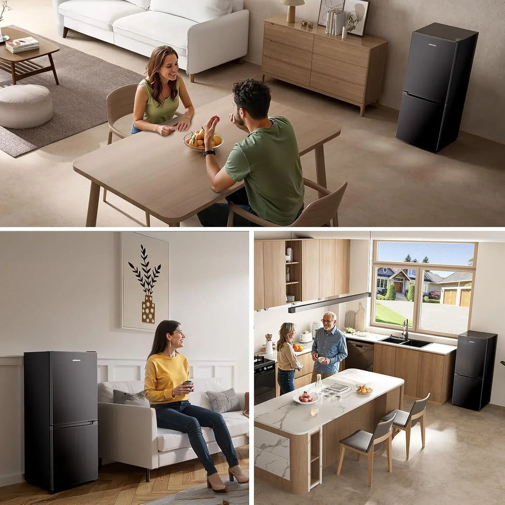 Nouveauté 2026 – Mini-réfrigérateur Upstreman 4 pi³ (113 L) avec congélateur inférieur, 2 portes, thermostat réglable et tablettes en verre amovibles, noir BM40