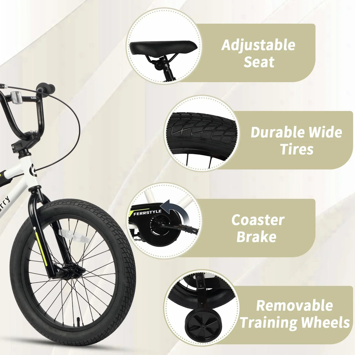 Nouveauté 2026 – Vélo Glerc pour enfants de 3 à 5 ans, style BMX, avec stabilisateurs et frein à rétropédalage, bleu. Convient aux garçons et aux filles de 3 à 5 ans