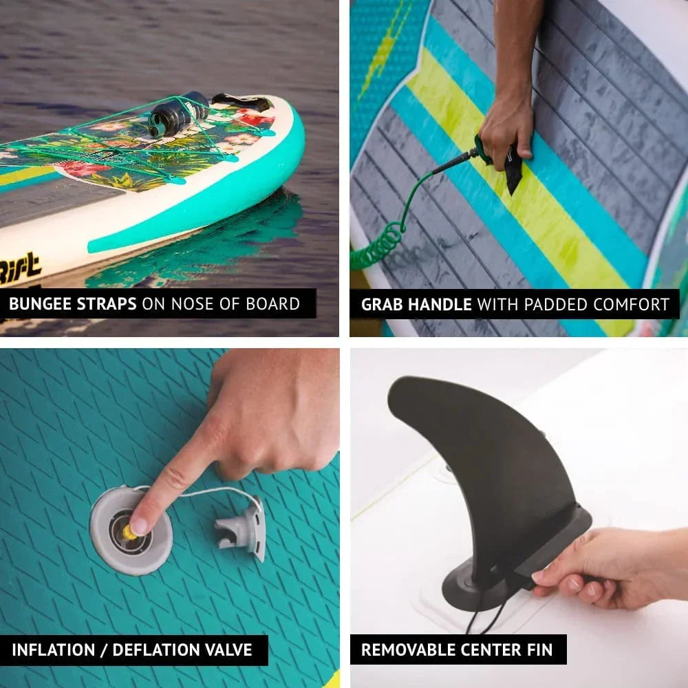 Nouveauté 2026 – Planche de paddle gonflable Drift Aero - SUP et accessoires, incluant pompe, pagaie et plus encore - Finition bois classique, adulte, 3,25 m (10'8